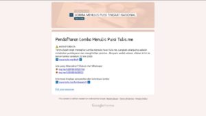Tampilan pendaftaran lomba menulis puisi ke-9 Tulis.me